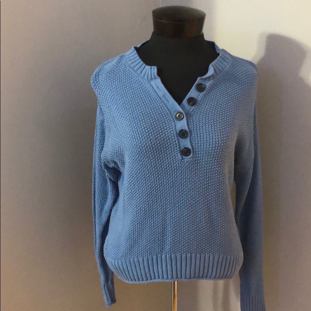 Blue Knit Sweater With Buttons